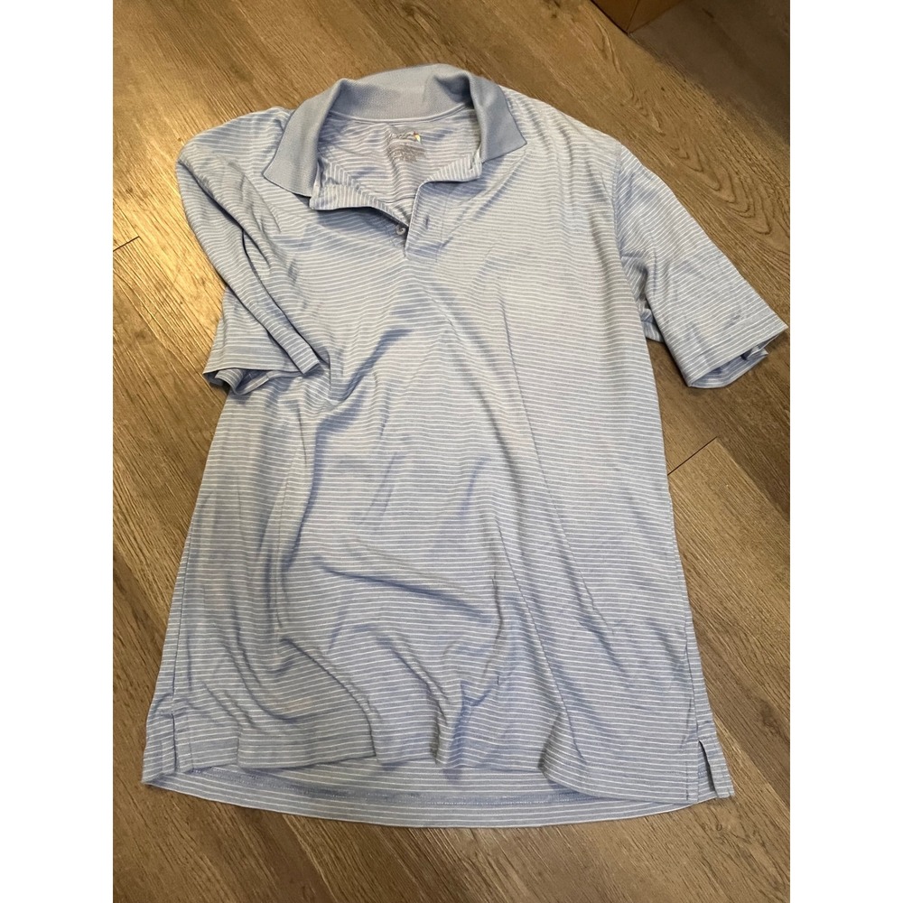 Arnold Palmer Mens Blue White Striped Short Sleeve Golf Polo Shirt Size M